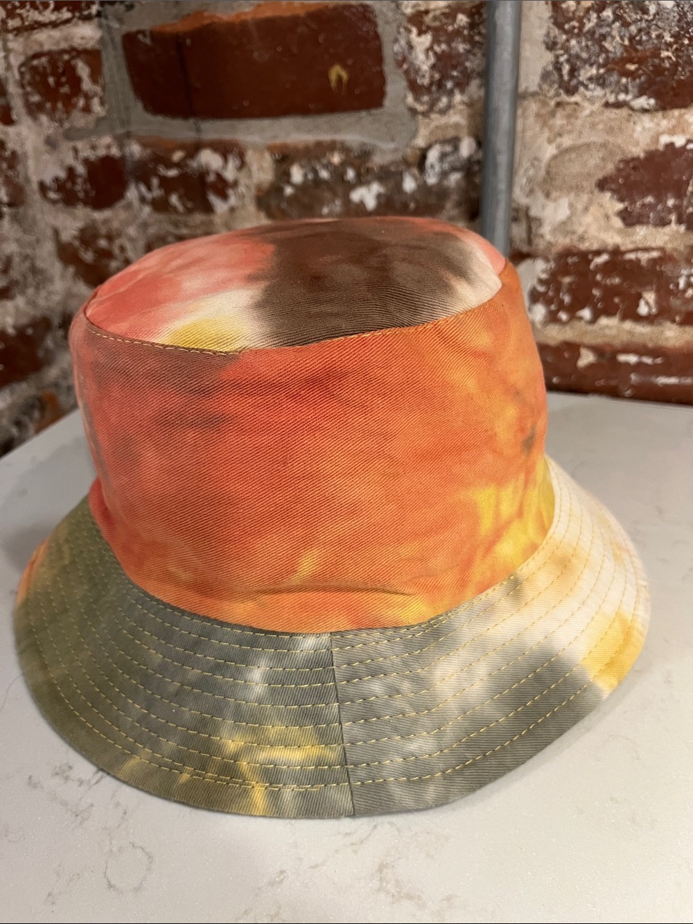 Do everything in love Tie-Dye Bucket Hat — Orange, Yellow & Cream Accents